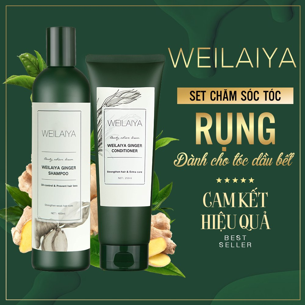 Mô tả Combo 2 Cặp Dầu Gội Weilaiya Chính Hãng Tinh Chất Gừng Ngăn Rụng & Mọc Tóc - Gội 400ml - Xả 250ml tặng set gội-xả 20ml - 3