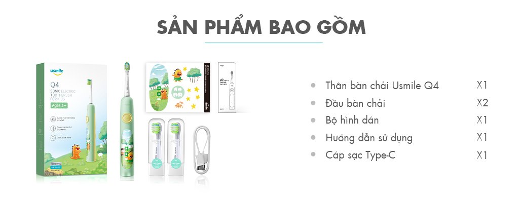 Mô tả Bàn chải điện sóng siêu âm usmile Q4 (dành cho trẻ em) - Bảo hành 12 tháng - 7