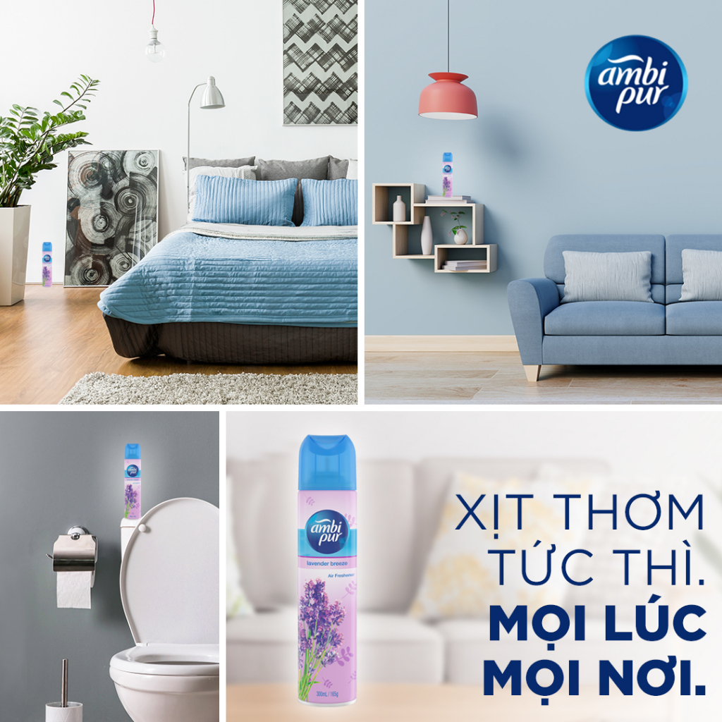 Mô tả Xịt Phòng AMBI PUR Aerosol Hương Oải Hương/ Chanh/ Đại Dương/ Tươi Mát Chai 300ml - 6