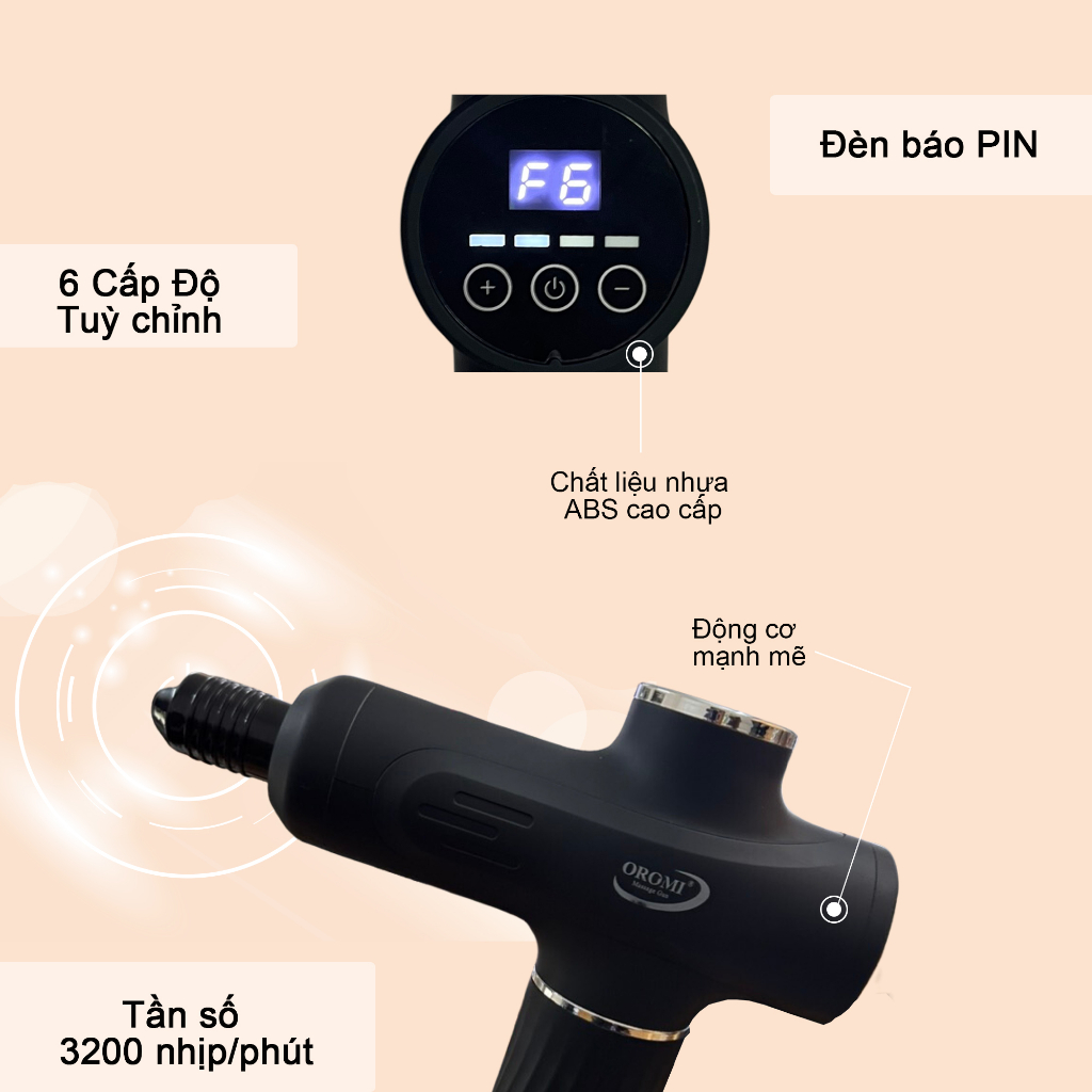 Mô tả Máy Massage Cầm Tay OROMI ORM-677 - Súng matxa giảm đau mỏi cơ bắp, lưng vai cổ - Mát xa toàn thân - 2
