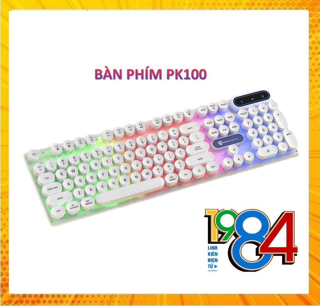 Bàn phím máy tính gaming giả cơ PANTSAN PK100 Màu Trắng có dây nút tròn ...