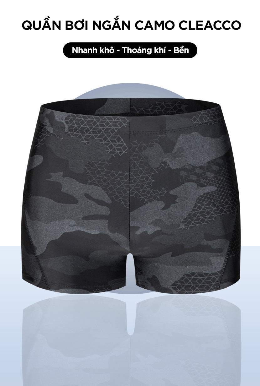 Mô tả Quần Bơi Nam Tặng Kèm Nón Bơi Bịt Tai  Hoa Văn Camo Thoát Nước Nhanh Cleacco CMNCM Boro Sport mẫu mới 2025 - 2