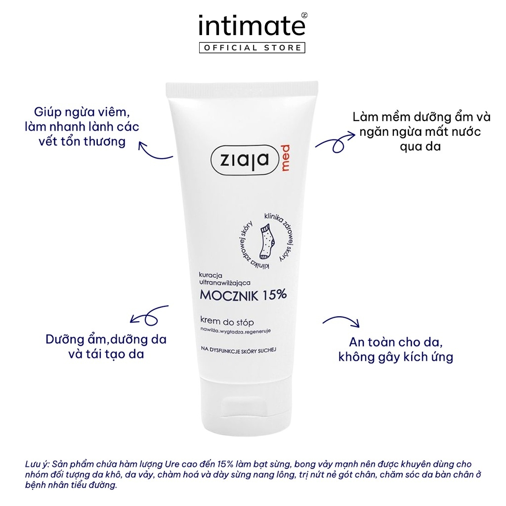 Mô tả Kem Mềm Da 15% Urê Ziaja Med ZIAJA Giúp Giảm Thô Ráp, Nứt Nẻ Và Cung Cấp Độ Ẩm Cho Da 100ml - 3