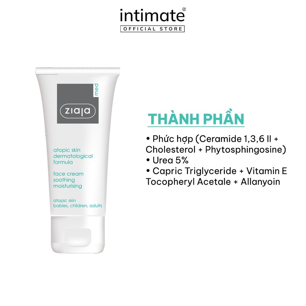 Mô tả Kem Dưỡng Ẩm Da Mặt Dịu Nhẹ 5% Urê Ziaja Med Atopic Skin Dermatological FormulaGiảm Thô Ráp, Nứt Nẻ 50ml - 2