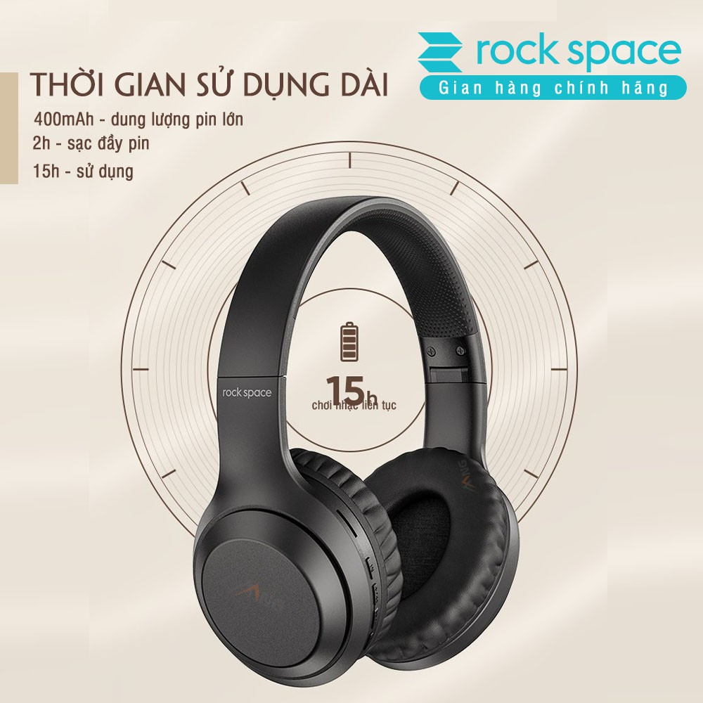 Mô tả Headphone Tai nghe bluetooth chụp tai Rockspace O2 chính hãng có mic nghe nhạc 15h  bảo hành 1 năm - 3