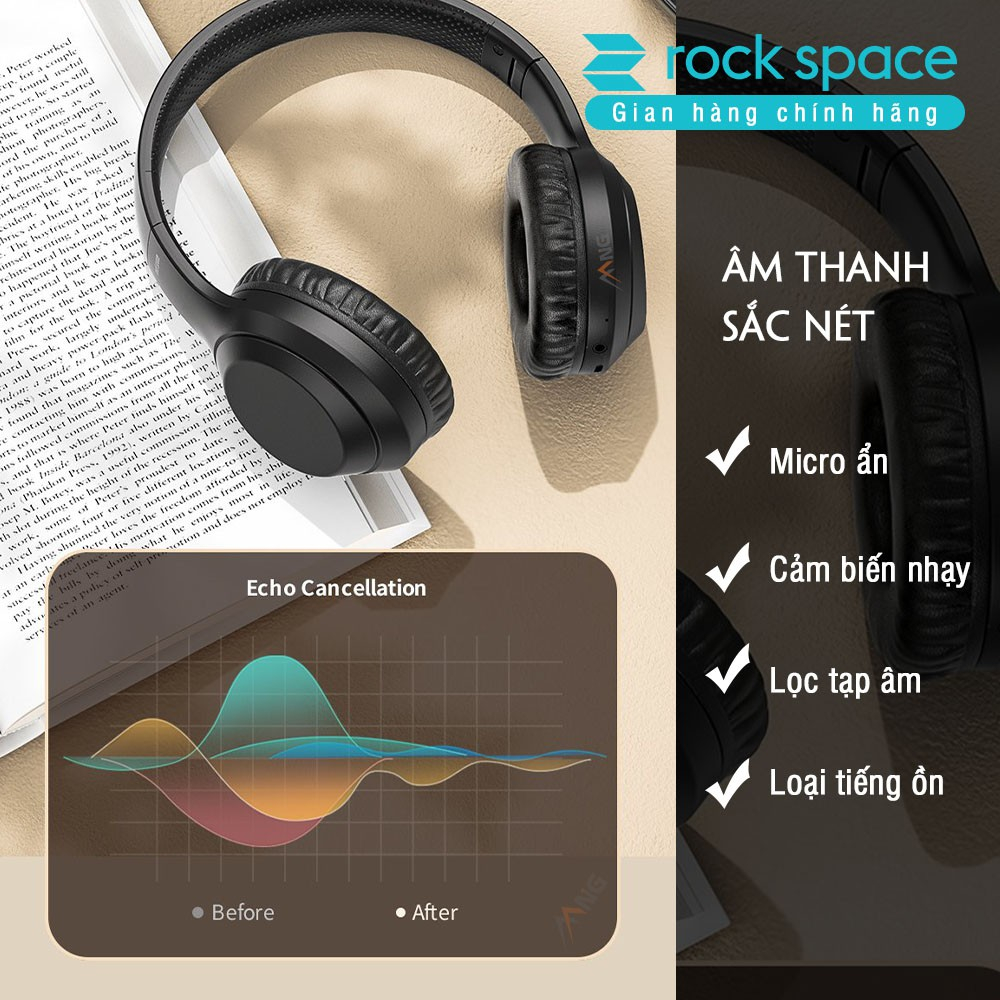 Mô tả Headphone Tai nghe bluetooth chụp tai Rockspace O2 chính hãng có mic nghe nhạc 15h  bảo hành 1 năm - 1