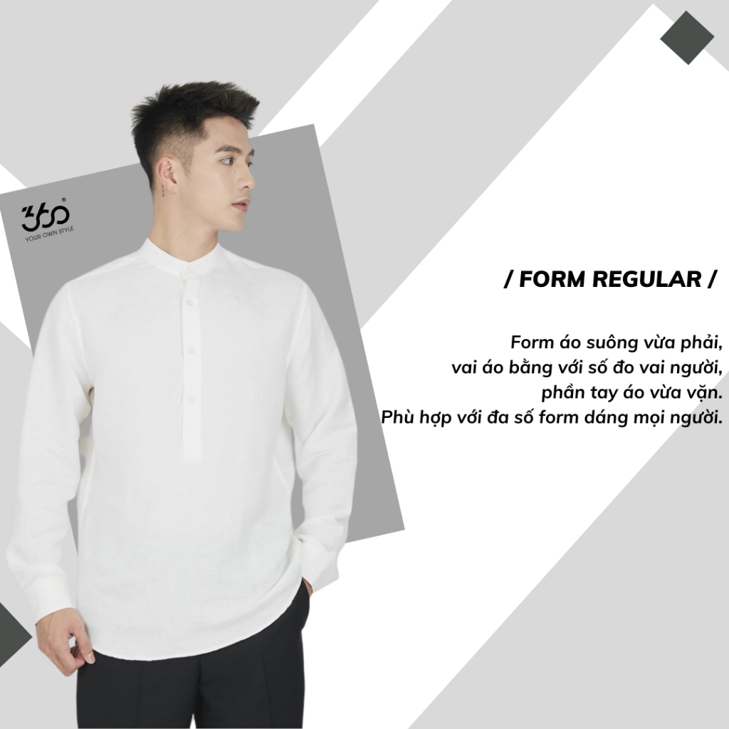 Mô tả Áo sơ mi cổ tàu dài tay 360 Boutique sơ mi nam chất liệu đũi xước form relax - STNOL310 - 2