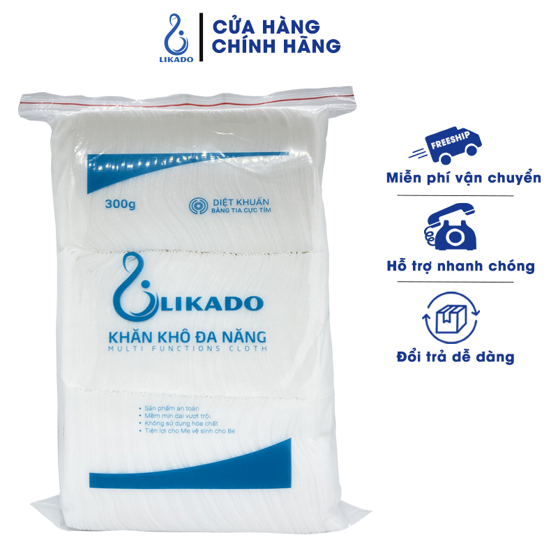 Mô tả Khăn khô đa năng cho bé Likado 300g kích thước (15x20cm)(1 gói) - 1