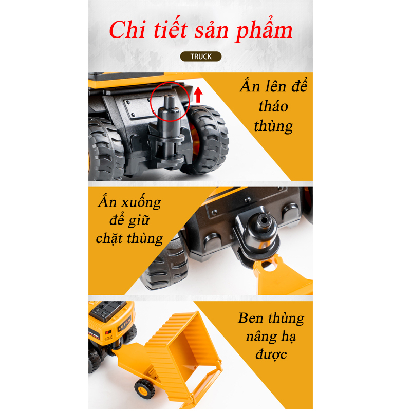Mô tả Đồ chơi mô hình xe xúc ủi KAVY chạy đà kèm thùng chứa vật liệu 3 trong 1 chất liệu nhựa ABS an toàn - 3