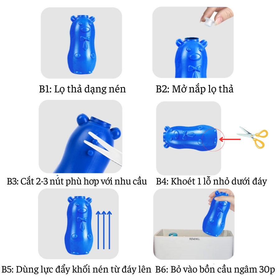 Mô tả Lọ thả bồn cầu hình HEO/GẤU, diệt khuẩn khử mùi tẩy sạch các mảng bám toilet - HUY TUONG - 3