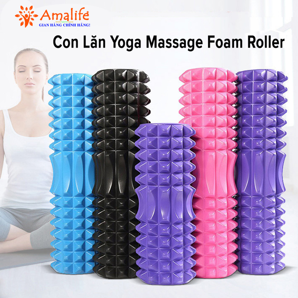 Mô tả Con Lăn Yoga Massage Foam Roller Ống Trụ Xốp Tập Thể Thao Giãn Cơ Có Gai Roam Rollet Cao Cấp Chính Hãng Amalife - 1