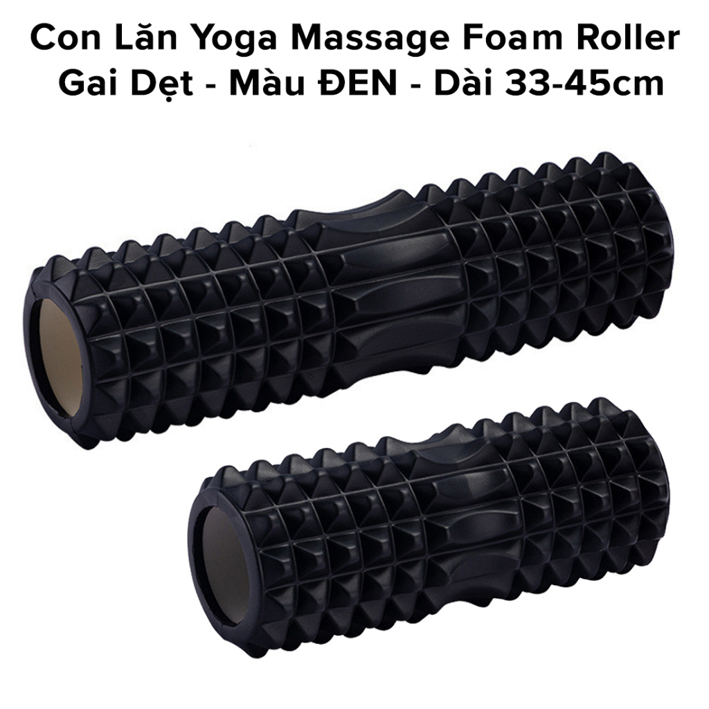 Mô tả Foam Roller Massage Màu ĐEN - Con Lăn Yoga Matxa Tập Gym Tập Thể Thao Giãn Cơ Ống Trụ Lăn Xốp Có Gai Hãng Amalife - 8