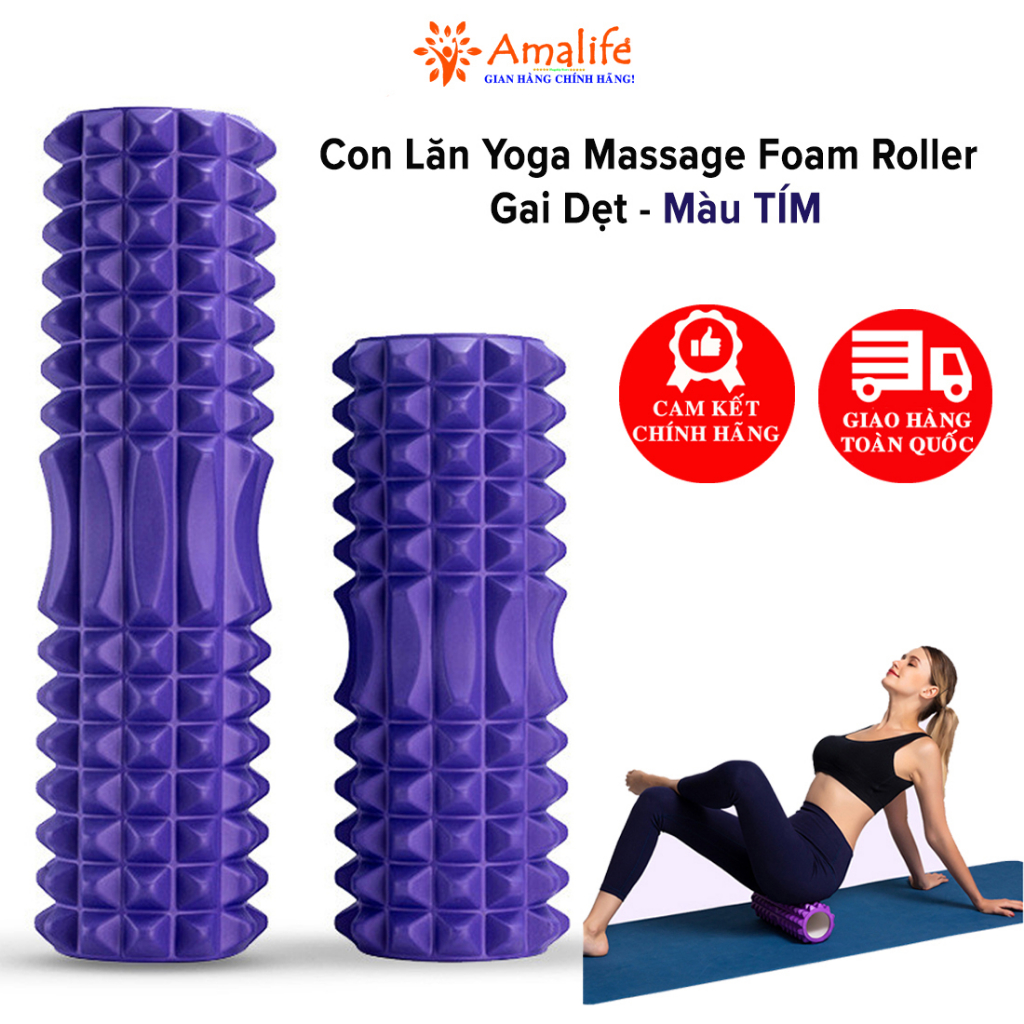 Mô tả Foam Roller Massage - Con Lăn Yoga Matxa Tập Gym Tập Thể Thao Giãn Cơ Ống Trụ Lăn Xốp Có Gai Hãng Amalife - 1