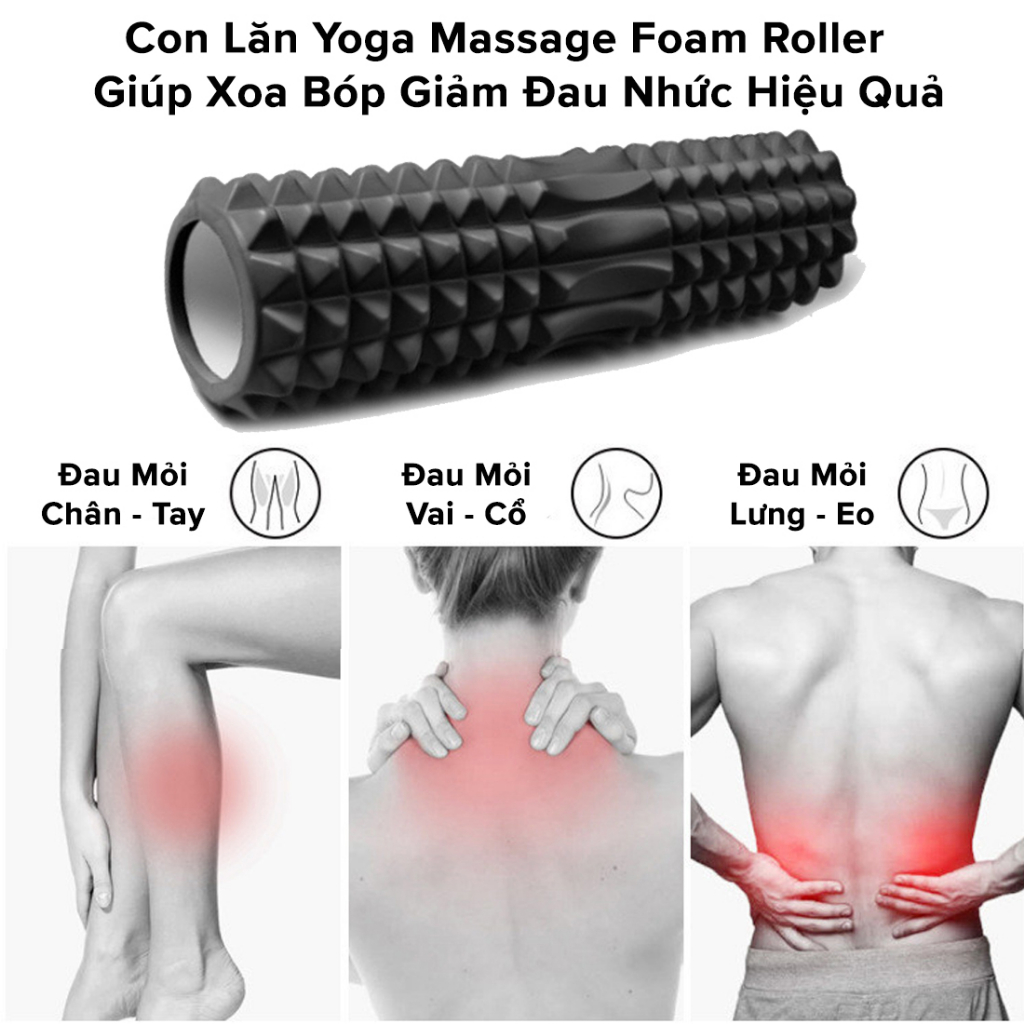 Mô tả Con Lăn Yoga Massage Foam Roller - Ống Trụ Lăn Xốp Tập Thể Thao Giãn Cơ Gai Nhọn Chính Hãng Amalife - 9