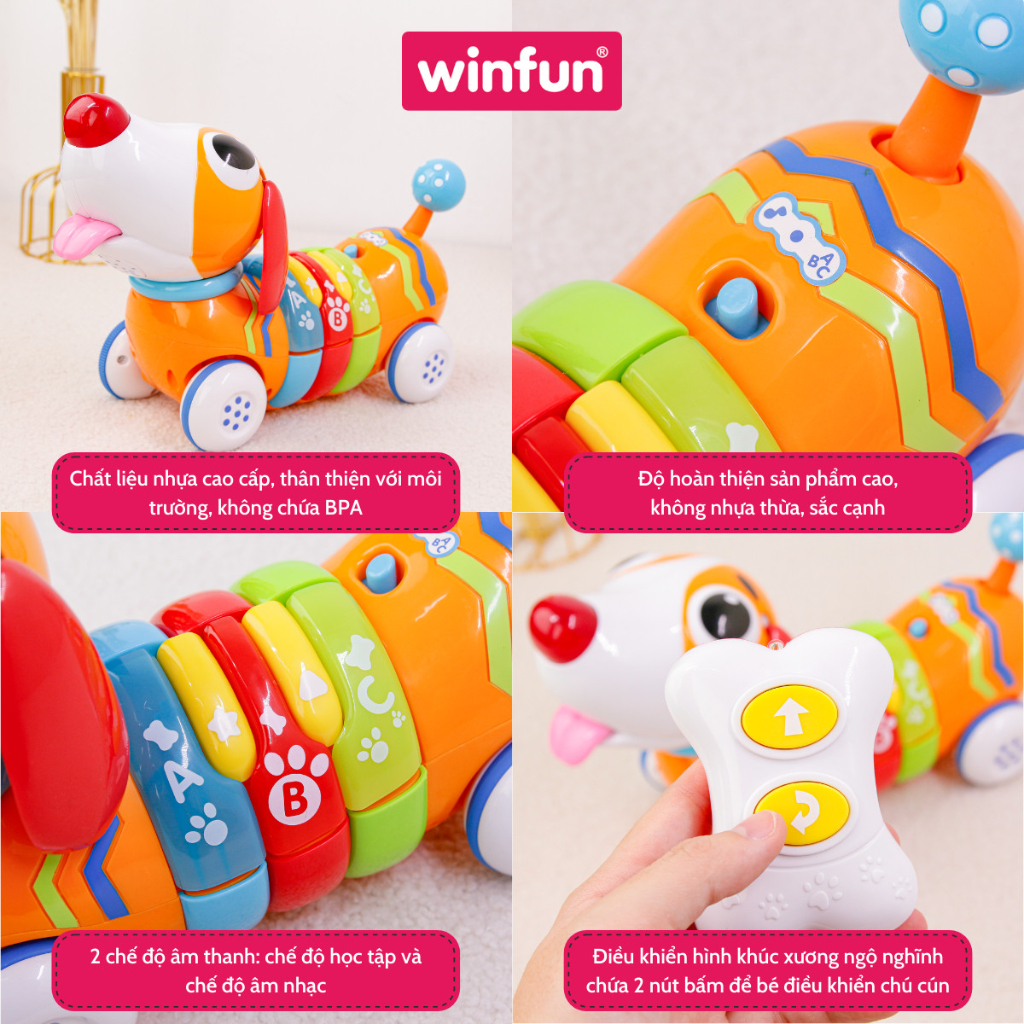 Mô tả Xe ô tô đồ chơi thông minh điều khiển từ xa Winfun 1142 cho bé hình cún con cầu vồng có phát nhạc - 6