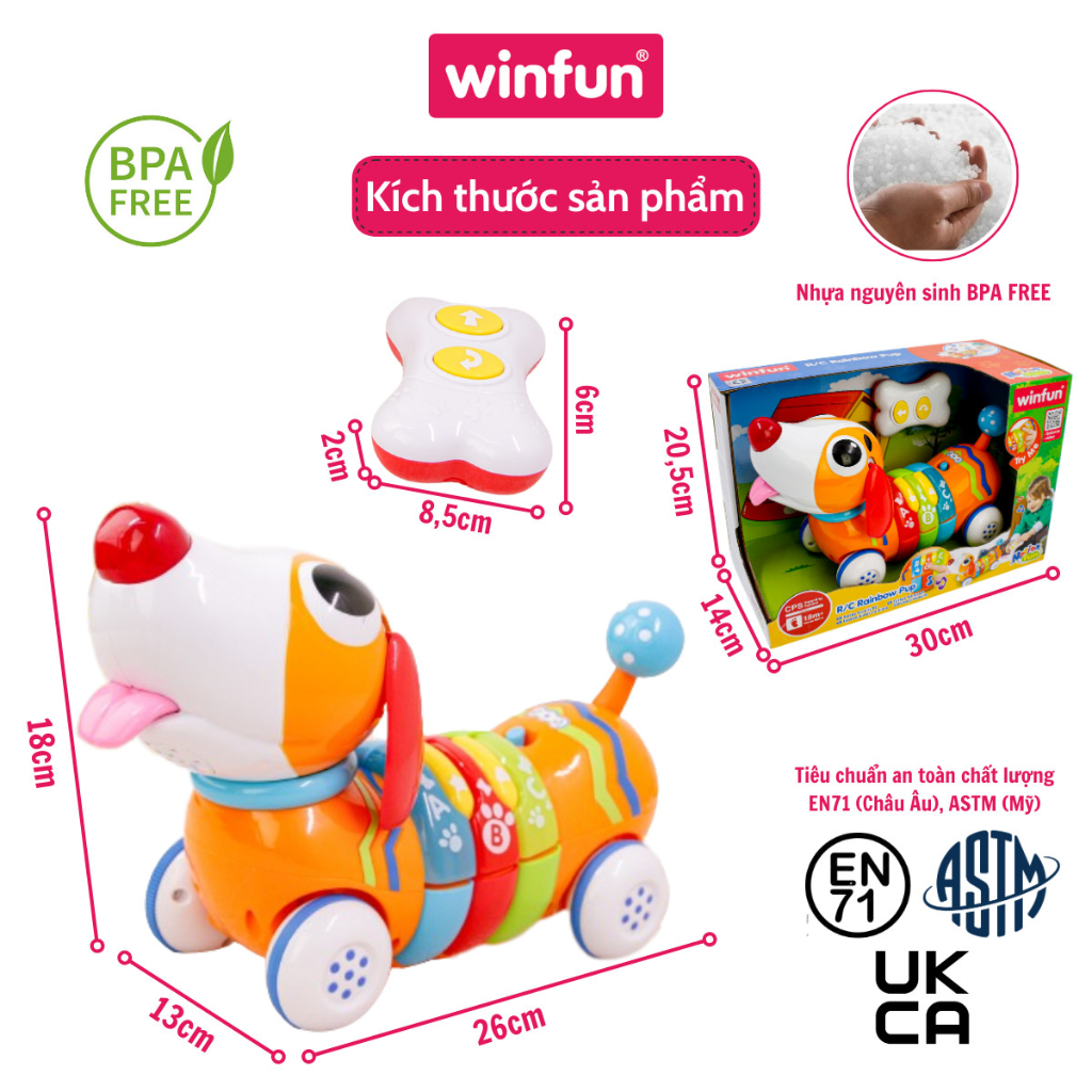 Mô tả Xe ô tô đồ chơi thông minh điều khiển từ xa Winfun 1142 cho bé hình cún con cầu vồng có phát nhạc - 7