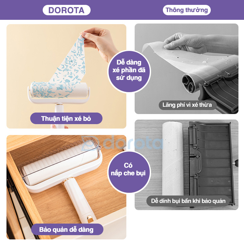 Mô tả Cây lăn bụi giường cao cấp DOROTA cleaning products làm sạch lông thú khỏi quần áo sofa AT802 - 3