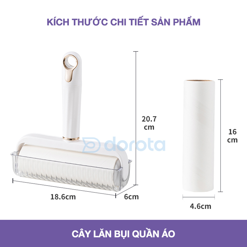 Mô tả Cây lăn bụi giường cao cấp DOROTA cleaning products làm sạch lông thú khỏi quần áo sofa AT802 - 2