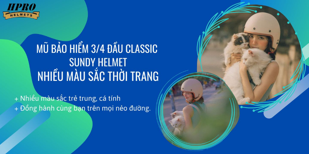 Mô tả Mũ bảo hiểm 3/4 đầu Sundy Helmets, màu kem sữa mờ, sang trọng, tinh tế, Freesize (54-58cm) kèm kính UV, phi công - 1