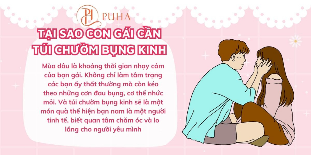 Mô tả Bộ quà tặng túi chườm bụng nóng lạnh ngày dâu Puha, phiên bản gift box tâm lý 350ml YT01 màu xanh - 6