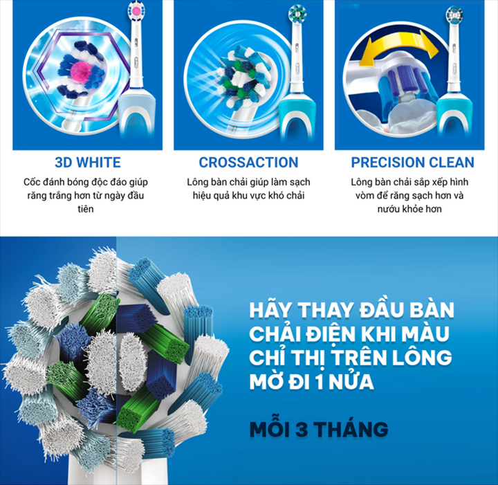 Mô tả Bàn chải đánh răng điện Oral-B Pro 500 D16.513 - Hàng chính hãng 100% Bảo hành 24 tháng - 8