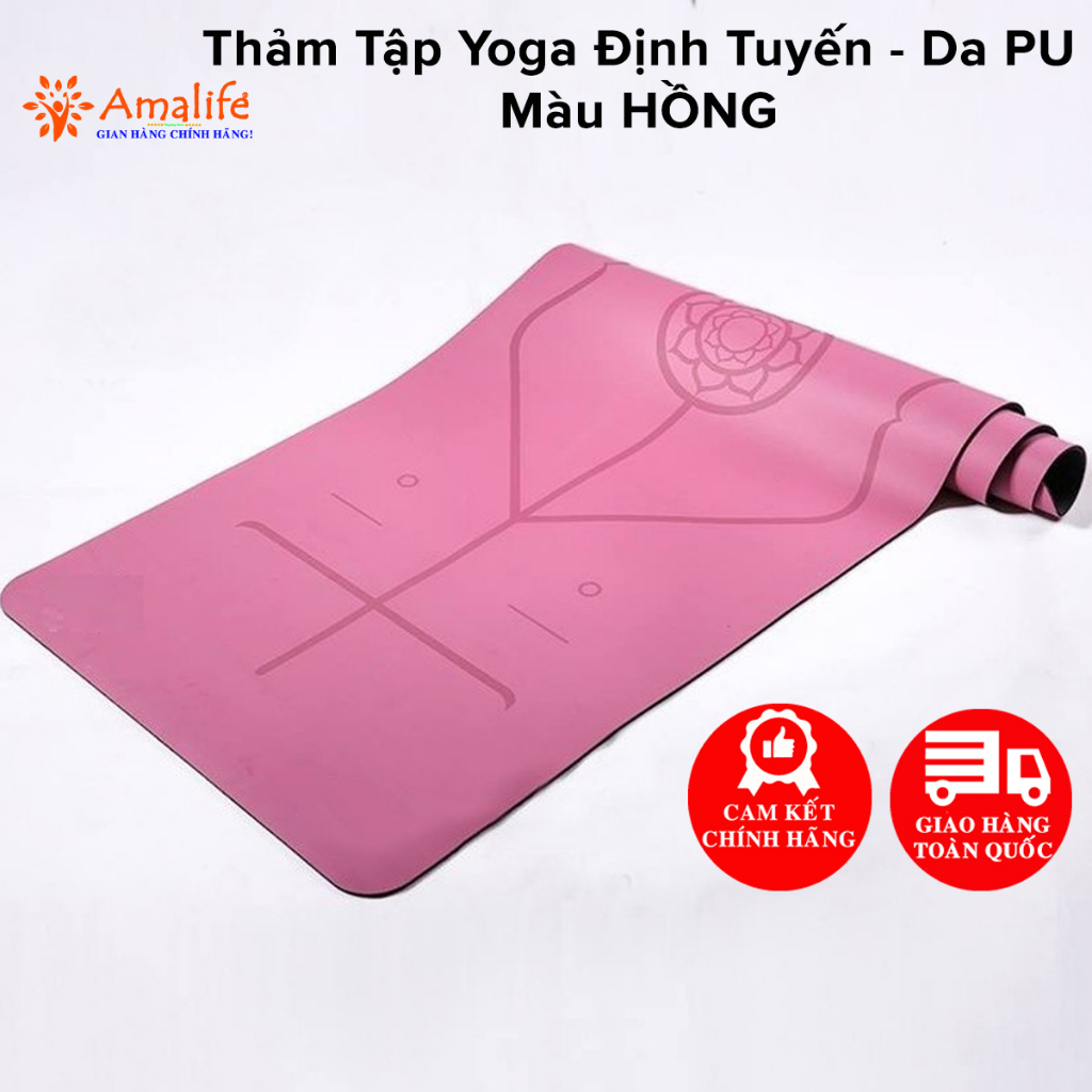 Mô tả Thảm Yoga Định Tuyến Da PU Màu Hồng - Thảm Tập Yoga Tập Gym Tập Thể Thao Siêu Bám Cao Cấp Chính Hãng Amalife - 1
