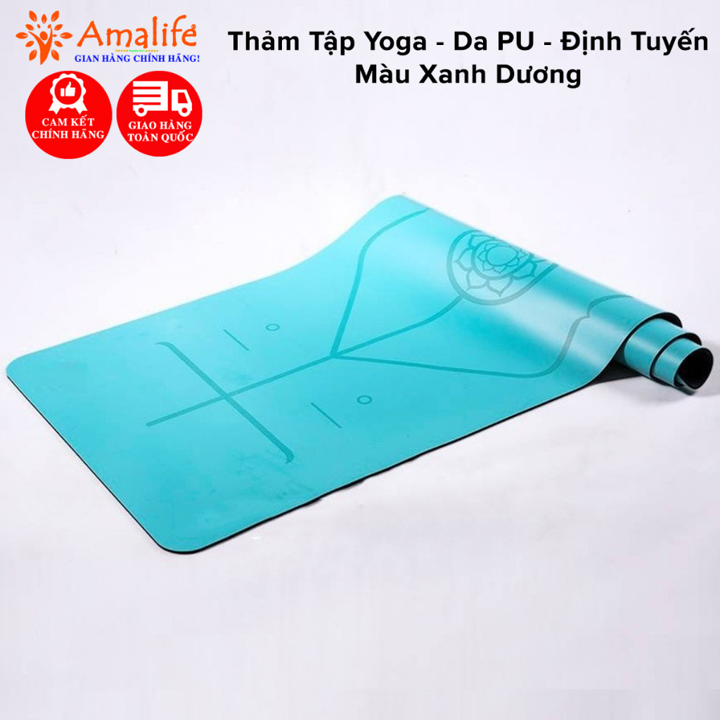 Mô tả Thảm Yoga Định Tuyến Da PU – Xanh Dương - Thảm Tập Yoga Tập Gym Tập Thể Thao Cao Cấp Chính Hãng Amalife - 1