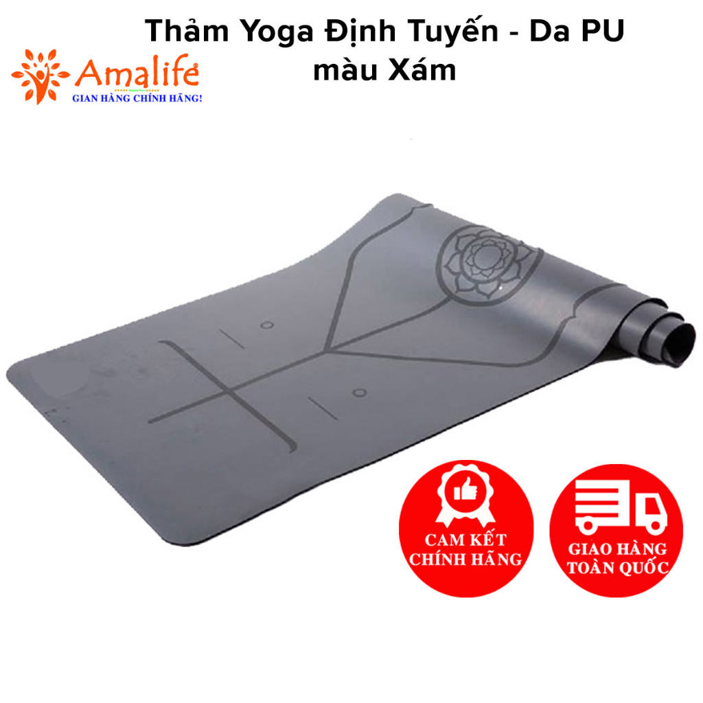 Mô tả Thảm Tập Yoga Định Tuyến Da PU - Màu Xám - Thảm Yoga Tập Gym Tập Thể Thao Cao Cấp Chính Hãng Amalife - 1