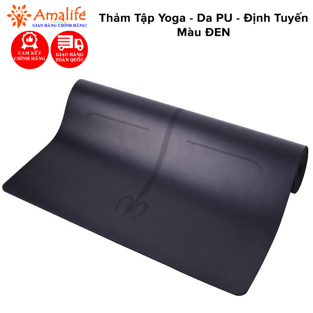 Mô tả Thảm Tập Yoga Định Tuyến Da PU Màu Đen - Thảm Yoga Tập Gym Thể Thao Siêu Bám Sàn Cao Cấp Chính Hãng Amalife - 1
