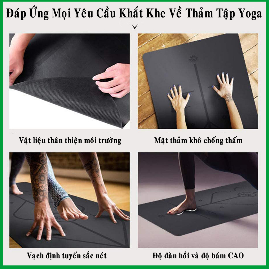 Mô tả Thảm Tập Yoga Định Tuyến Da PU Màu Đen - Thảm Yoga Tập Gym Thể Thao Siêu Bám Sàn Cao Cấp Chính Hãng Amalife - 6