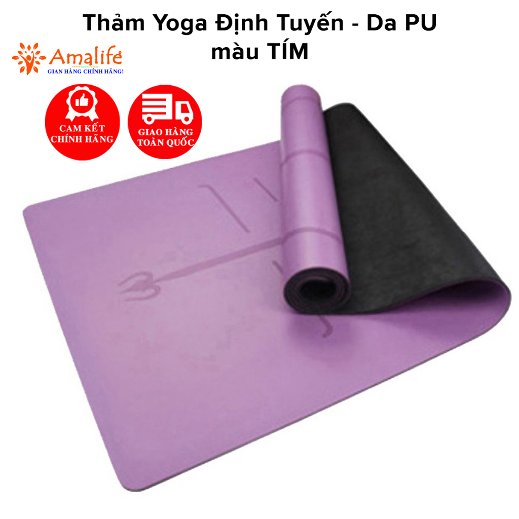 Mô tả Thảm Tập Yoga Định Tuyến Da PU – Màu Tím - Thảm Yoga Tập Gym Thể Thao Siêu Bám Sàn Cao Cấp Chính Hãng Amalife - 1