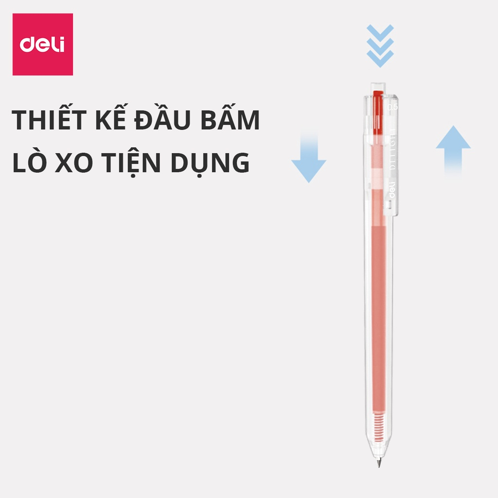 Mô tả Bút bi nước mực gel bấm nhiều màu 0.5mm Deli xinh xắn nhanh khô viết đều trơn tru nhiều mực - 1
