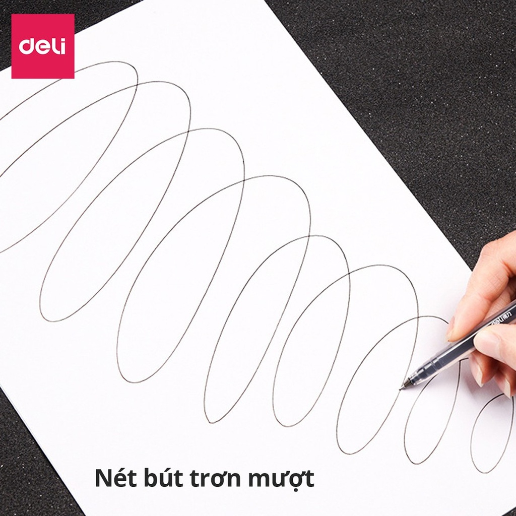 Mô tả Bút bi nước mực gel bấm nhiều màu 0.5mm Deli xinh xắn nhanh khô viết đều trơn tru nhiều mực - 4
