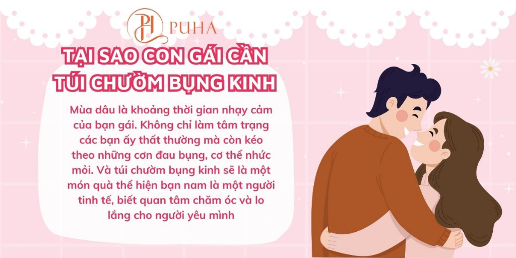 Mô tả Combo quà sinh tặng bạn gái gồm, túi chườm nóng sưởi ấm bụng kinh PUHA 1000ml kèm phụ kiện cute - 1