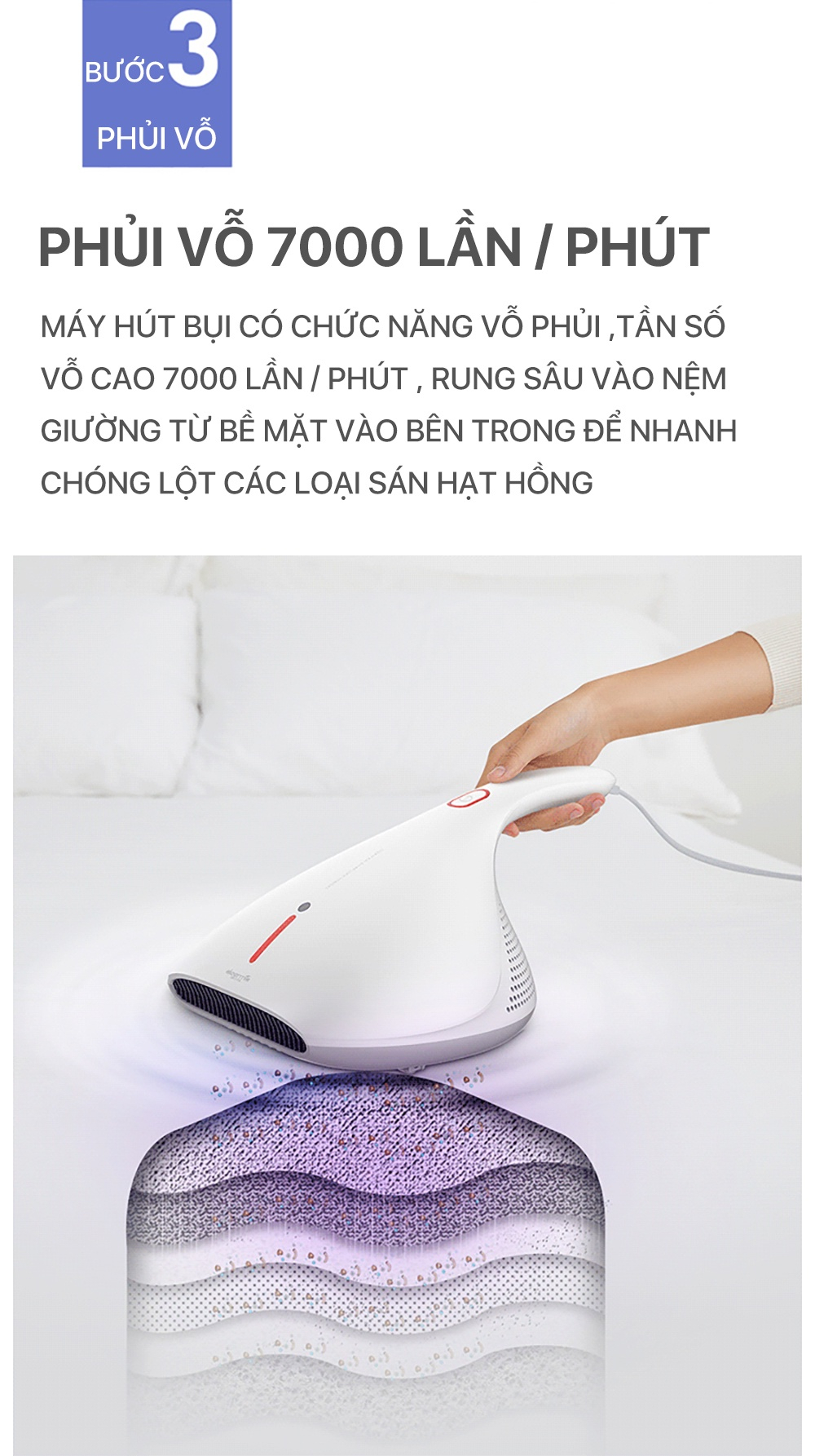 Mô tả Máy hút bụi cầm tay Deerma CM800 / CM818 hút đệm giường, chăn nệm diệt khuẩn tia UV - Hàng Chính Hãng - 6