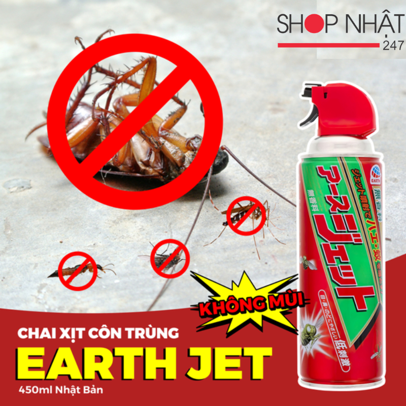 Chai xịt diệt gián, diệt côn trùng không mùi EARTH JET 450ml nội địa ...
