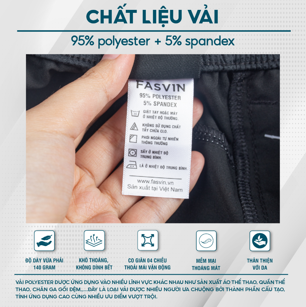 Mô tả Quần short nam Fasvin Q23578.HN vải dù gió trơn mát co giãn chất đẹp hàng nhà máy - 2