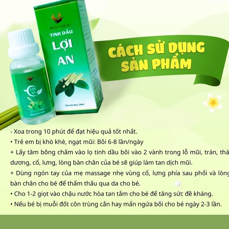 Mô tả Tinh Dầu Lợi An Hết Ho, Sổ Mũi Khò Khè Hàng Chuẩn - Date Mới - 2