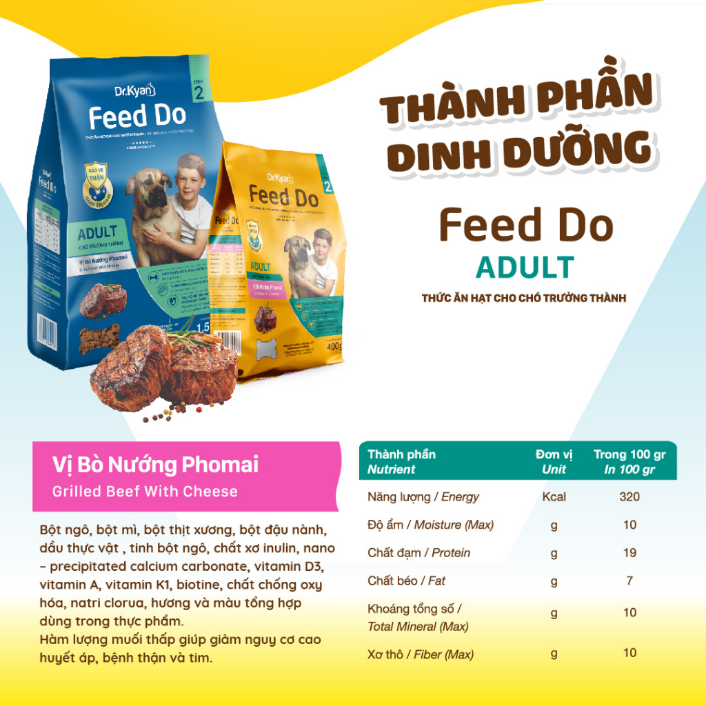 Mô tả Dr.Kyan - Thức ăn hạt cho chó lớn Feed Do - Adutl 400g - Vị bò nướng pho mai - DrKyan - 6