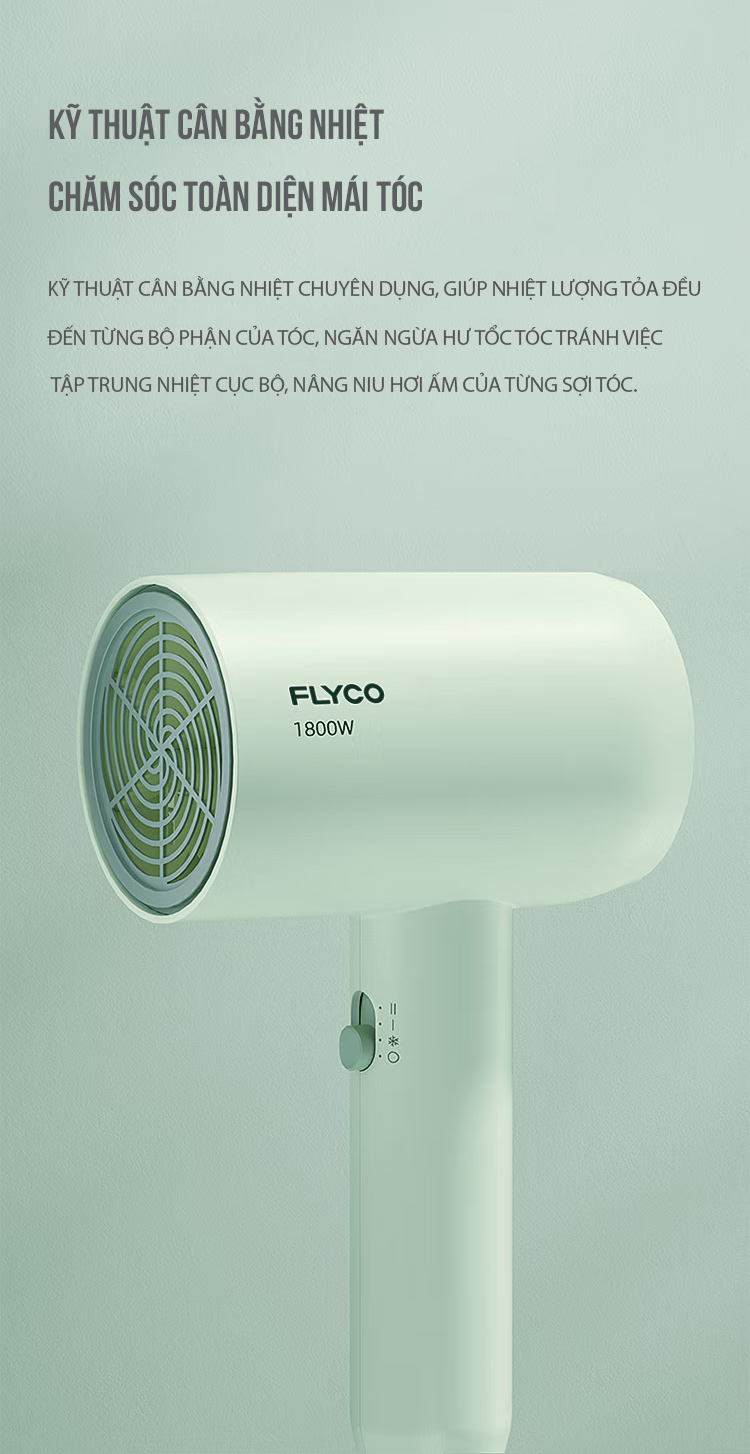 Mô tả Máy Sấy Tóc Flyco FH1622VN (1800W) Chế Độ Sấy Lạnh Bảo Vệ Tóc - Hàng Chính Hãng - 3