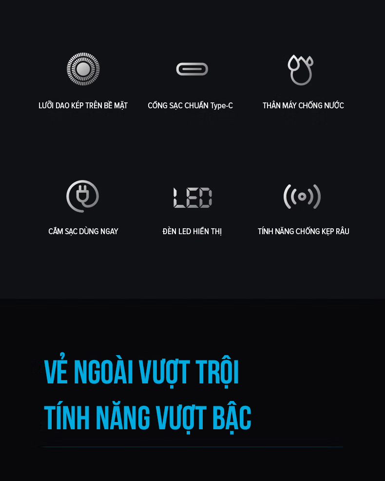 Mô tả Máy Cạo Râu Flyco 3 Lưỡi Kép FS165VN Thân Máy Kháng Nước Sạc Nhanh 1 Giờ - Hàng Chính Hãng - 2