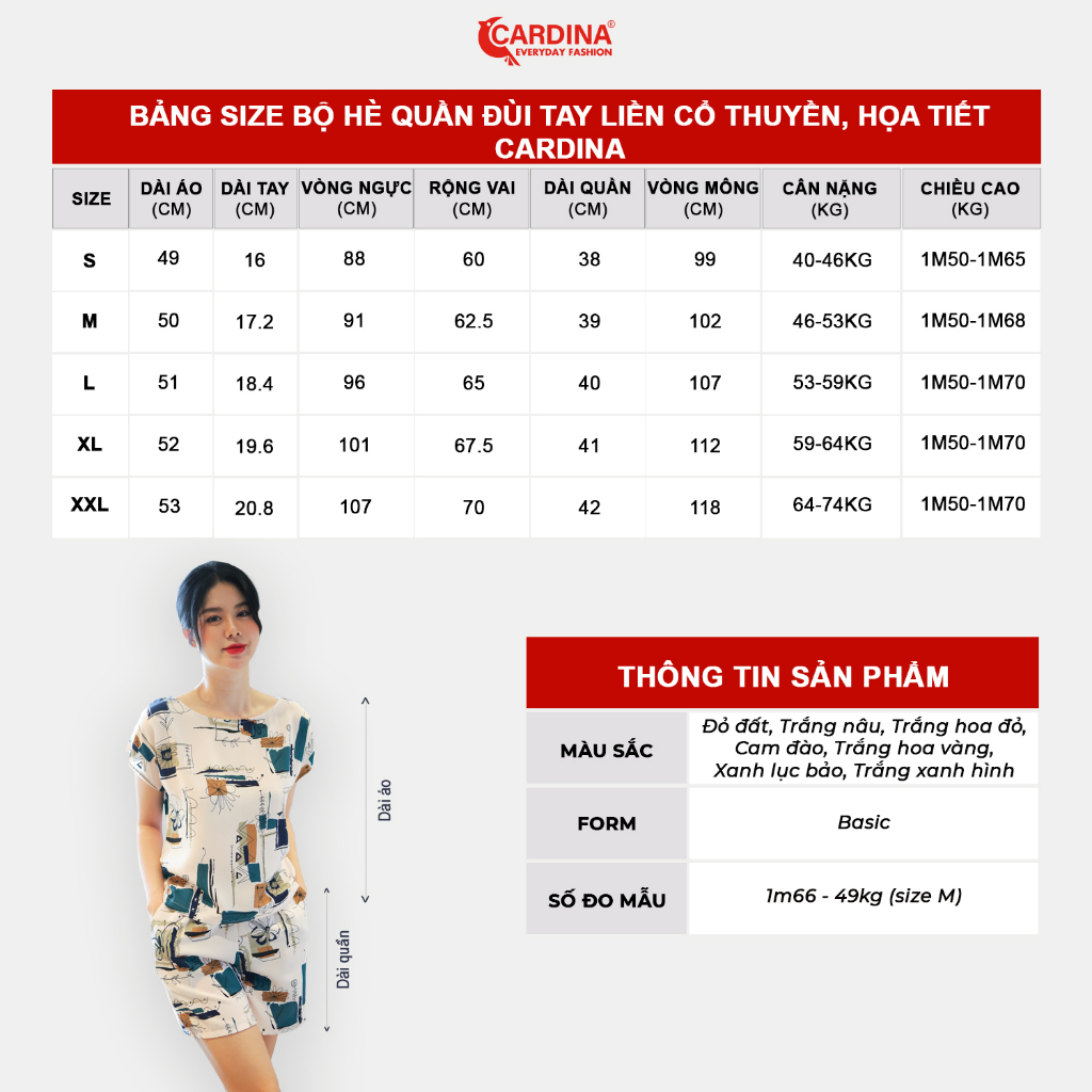 Mô tả Đồ Bộ Nữ 𝐂𝐀𝐑𝐃𝐈𝐍𝐀 Chất Lụa Mango Cao Cấp Áo Cộc Tay Quần Đùi Họa Tiết Hoa 2MF04, 4BMN01 - 4