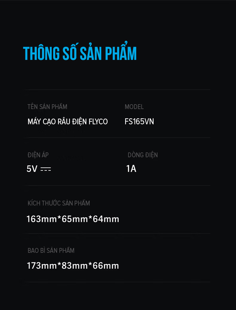 Mô tả Máy Cạo Râu Flyco 3 Lưỡi Kép FS165VN Thân Máy Kháng Nước Sạc Nhanh 1 Giờ - Hàng Chính Hãng - 10