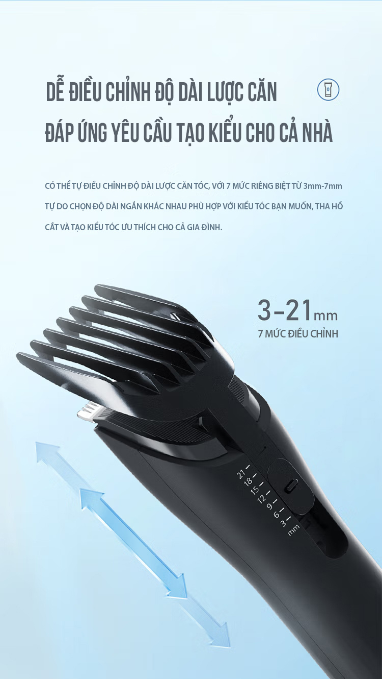 Mô tả Tông Đơ Cắt Tóc Flyco FC1902VN Điều Chỉnh Cử 7 Cự Ly - Hàng Chính Hãng - 5