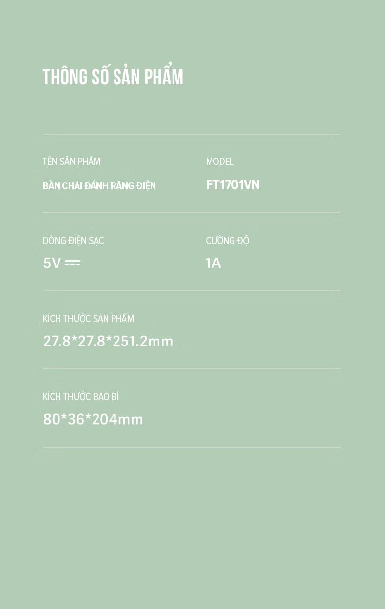 Mô tả Bàn Chải Sóng Âm Điện Flyco FT1701VN Kháng Nước 5 Chế Độ Làm Sạch Chuẩn Nha Khoa - Hàng Chính Hãng - 3