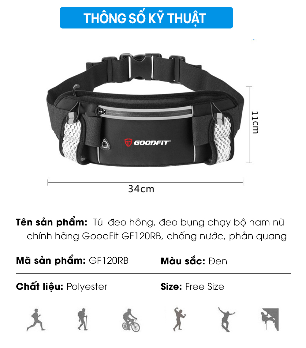 Mô tả Túi đeo chạy bộ 2 ngăn đựng nước GoodFit GF120RB - 11