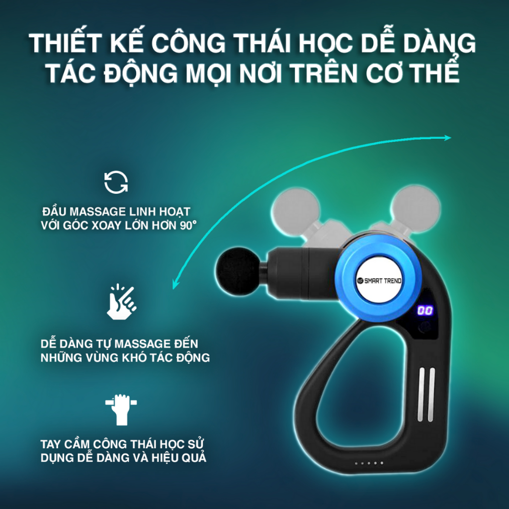 Máy massage cầm tay đấm lưng cỡ lớn thiết kế mạnh mẽ 8 đầu 10 chế độ ...