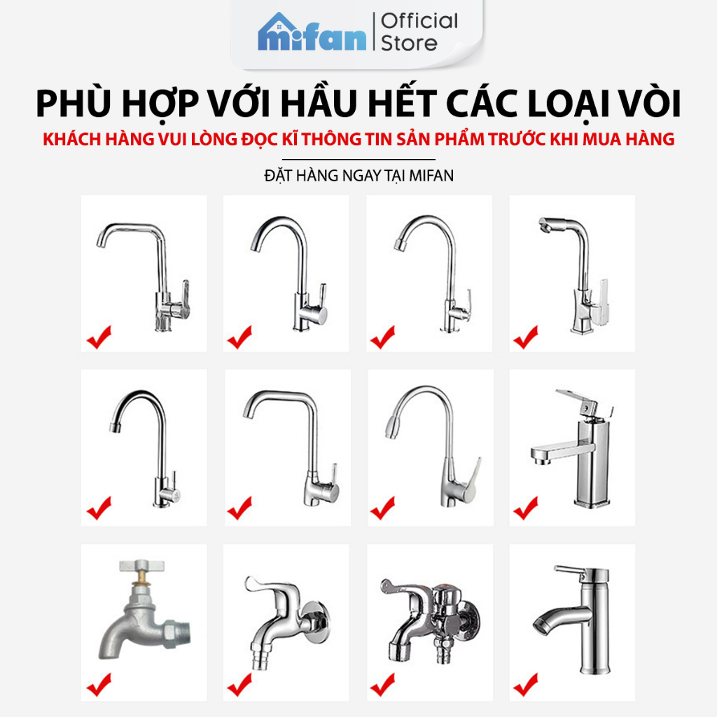 Mô tả Đầu vòi rửa bát tăng áp đồng thau inox 304 cao cấp Mifan - 3 Chế độ phun cực mạnh, xoay 360 - Sử dụng cho bồn rửa chén - 9