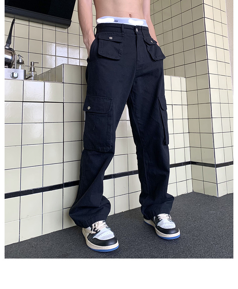 Quần Dài Ống Rộng Túi Hộp Kaki Cạp Cao Nam Nữ Unisex