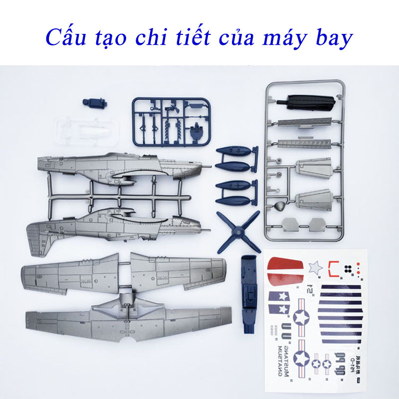 Mô tả Đồ chơi mô hình lắp ghép 4D KAVY máy bay trực thăng phi cơ chiến đấu P51-AMERICAN - 2